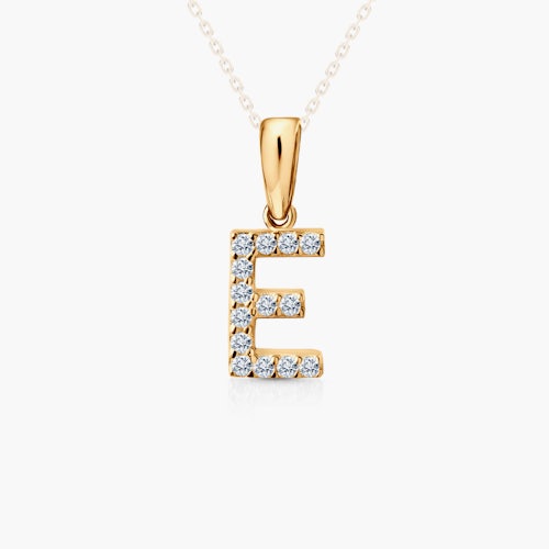 Zawieszka Litera E SAVICKI: złota, cyrkonie